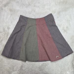 Vintage Quicksilver Herringbone Plaid Patchwork A Line Short Skirt Size 27/Small
